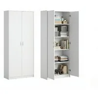 Home Collective Mehrzweckschrank Schrank Aktenschrank Hochschrank Mehrzweckschrank 2-türig 5 Fächer (74 cm breit aus Laminatplatte und hochwertigen Polymergriffen) robust & vielseitig viel Stauraum 74x35x180 (BxTxH) weiß