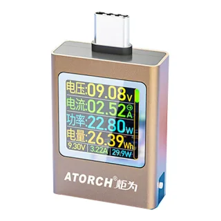 ATORCH AT085C DC4.5-50V 0-12A 600W PD3.1 Digital Display Voltage Ammeter for Power Bank Meter Type-C Mobile Phone Charge