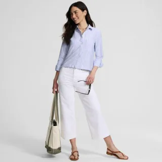 Verkürzte Oxfordbluse für Damen, Damen, size: regular, Weiß, Baumwolle, by Lands' End