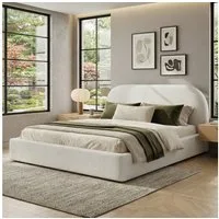 Celya Polsterbett Doppelbett,180 x 200cm, Bouclé-Stoff (ohne Matratze, Bett mit Lattenrost, gepolstertes Kopfteil)
