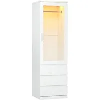 Dripex Kleiderschrank Kleiderschrank Weiß Acrylfront 3 Schubladen, kompakt H180xB40xT48cm