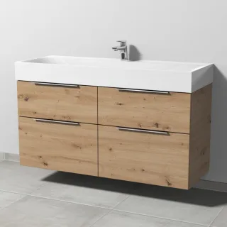 Sanipa 3way Waschtischunterbau zu Kaldewei Silenio Waschtisch mit 4 Auszügen, Eiche Natural-Touch UM45785