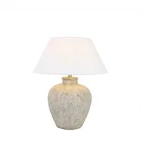 HOME DELUXE Tischleuchte LENE in Steinoptik - Größenauswahl Ø 42/50, ohne Leuchtmittel, Schirm beige Kegelform, Tischlampe, Schreibtischlampe