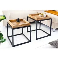 riess-ambiente Beistelltisch SERVITEUR 45cm natur / schwarz (Set, 2-St., 2x Beistelltisch), Wohnzimmer · Mango-Massivholz · Metall · lackiert · Industrial Design