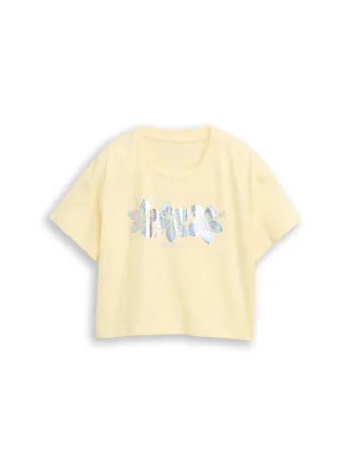 tom tailor kids - Cropped T-Shirt mit Glitzer-Print light yellow - Gr. - 152