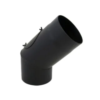 Bertrams ST-Pu Segmentbogen 08SBRV45-225L 45°, 225 mm, geschweißt, pulverbeschichtet, schwarz, Reinigungsöffnung