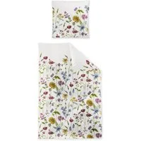 Irisette Bettwäsche Irisette Mako Satin Bettwäsche Wave 8698-90 weiß bunt Blumen 135x200, Mako Satin, 2 teilig, Verdeckter Qualitäts-Reißverschluss