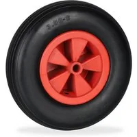 relaxdays Schubkarren-Rad Schubkarrenrad 3.50-6 in Schwarz/Rot