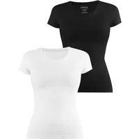 Janice Kurzarmshirt 2 x Damen T-Shirt Nysa Figurbetontes Shirt aus Baumwolle