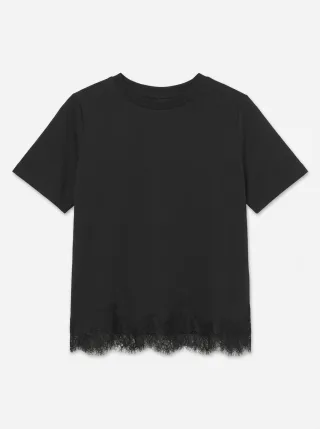 VERO MODA - VMSARA METTE LACE SS T-SHIRT JRS NOOS Schwarz - Gr. - XL