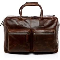 SID & VAIN Laptoptasche echt Leder Aktentasche groß 15 Zoll braun, Laptoptasche 15,4 Zoll, Aktentasche Echtleder Herren braun-cognac
