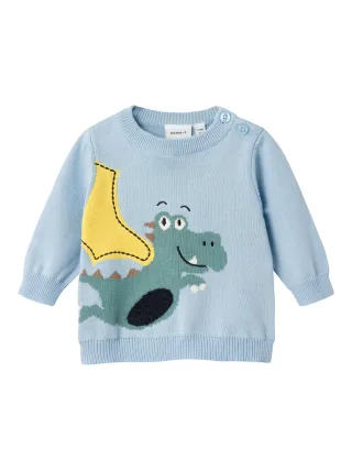 NAME IT - NBMDESMON LS KNIT chambray blue - Gr. - 68