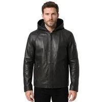 Tazzio Lederjacke A805 mit Kapuze, Regular Fit, Reißverschluss, Teilungsnähte