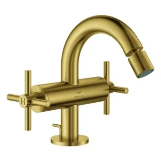 GROHE 2-Griff Bidetarmatur. Atrio 24353 Kreuz-Griff cool sunrise gebürstet, 24353GN0 24353GN0