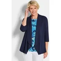 GOLDNER Longshirt Viskoseshirt in Twinset-Optik 2-in-1-Shirt mit U-Boot-Ausschnitt, Schalkragen und 3/4-Arm