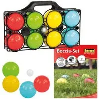 Idena Spielzeug-Gartenset Boccia, Set 8 Kugeln 4 Farben Boule Spiel Wurfspiel für Outdoors Garten