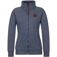 naketano Sweatjacke Damen hoher Stehkragen, Reißverschluss, weiche Sweatware, Rippbündchen seitliche Taschen, Kordelzug, Logo-Patch, casual, Streetwear, meliert