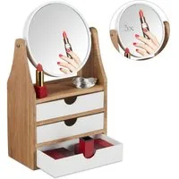 relaxdays Make-Up Organizer Schminkaufsatz mit Spiegel