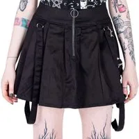 Chemical Black Plisseerock Eseld Punk Gothic Riemen Faltenrock