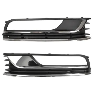 Gitter Abdeckung Stoßstange mit Chrom Einlage LINKS + RECHTS für VW Passat B7 ab 2010-