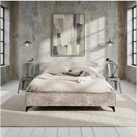 IDIMEX Polsterbett VIRETTA, Bett mit Lattenrost 140x200 cm, Doppelbett mit Kopfteil Stoff beige