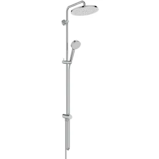 Ideal Standard Duschsystem Ceratwist T25 ohne Armatur 2-fach-Handbrause und runde Kopfbrause Chrom, BE229AA