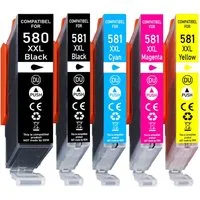Druckerparadies 5er Multipack für Canon 580 581 XXL Druckerpatronen Set Tintenpatrone (5-tlg., TS6150 TS6151 TS6240 TS6241 TS6250 TS6251 TS6350 TS6351 TS705)