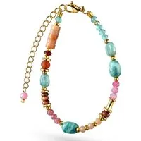 Impala Perlenarmband Armband Amita mit Amazonit & pink Turmalin, Armband mit Edelsteinen