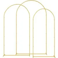 vidaXL Pergola Hochzeitsbogen 3 pcs Gold Stahl, (3-tlg)