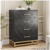 GarveeMore Kommode mit 4 Schubladen für das Schlafzimmer, Holzkommode mit goldenen Griffen,92x60.5x40cm
