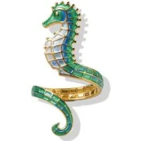 Firetti Fingerring Schmuck Geschenk Edelstahl Emaille Damenring Seepferd, Made in Germany - Schmuckelement, Schmuckelemente, Emaille