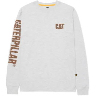 Caterpillar Markenbanner Langarm-Cotton-Herren T-Shirt in Creme