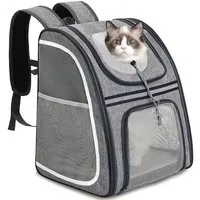 Refined Living Tiertransporttasche Haustier Rucksack mit Netzfenster Tragbare und Faltbare Katzentasche bis 8,00 kg, Katzenrucksack mit Seitentaschen Atmungsaktive und Leichte Hundetasche