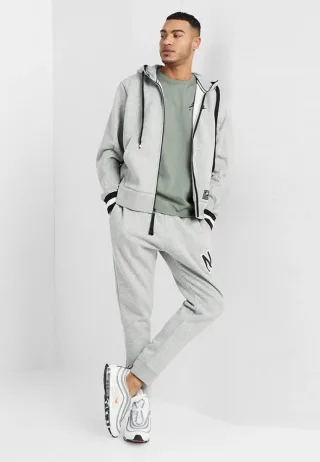 Nike Air Herren Zip durch Trainingsanzug Set voll in grau