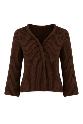 signe nature - Gerippte Strickjacke braun - Gr. - L