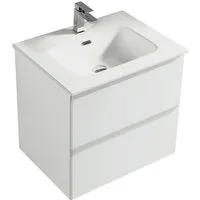 Alpenberger Badmöbel-Set Waschbecken mit Unterschrank 60cm hängend, komplett vormontiert, (Waschtisch mit Waschbecken, Bademöbel Set mit Waschbecken mit Schublade), Badezimmer Moebel Set 2 teilig