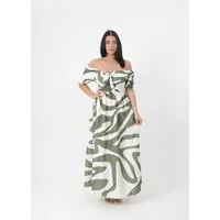 Elara Maxikleid Maxikleid mit Carmenausschnitt und Smoktaille (1-tlg)