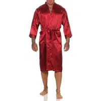 EloModa Morgenmantel Herren Morgenmantel Robe Bathrobe Bademantel Satin, M L XL 2XL, wadenlang, Polyester