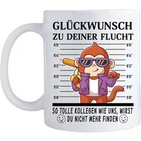 Giftandprint Tasse Kollegen Abschied, Abschiedsgeschenke für Kollege mit Affemotiv, Jobwechsel, Kollegin Geschenk, mit Geschenkbox