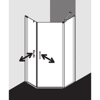 Kermi Pega Fünfeck-Duschkabine PE43R09020VAK 90x90x200cm, silber hochglanz, ESG klar, rechts