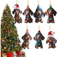 Bundviel Dekohänger 7stk Dackel Anhänger Schmecken Weihnachtsdeko Hunde Hänge Ornamentes
