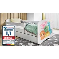 Raumhirsch Furniture Kinderbett 70x140, 80x160, 80x180 cm - Komplettset mit Matratze & Schublade (Bett für Mädchen, Einzelbett Kinder 2–12, mit Rausfallschutz & Lattenrost), verschiedene Farben & Designs