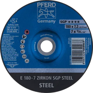 PFERD TOOLS Schruppscheibe E ZIRKON Speziallinie SGP STEEL für Stahl - 62217737