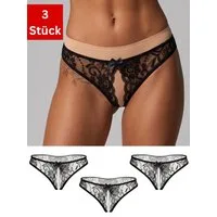 Elegant Love Slip-Ouvert Spitzen-String mit offenem Schritt – Damen Tanga (Packung, 3-St., 3er-Pack) Dessous für besondere Anlässe – Reizwäsche mit raffiniertem Höschen