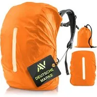 AVANA Rucksack-Regenschutz Rucksacküberzug mit Reflexstreifen (10-70L) Regenhülle Schulranzen, wasserdicht, reflektierendes Cover, Orange