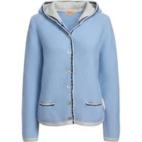 LIKS. Munich Trachtenstrickjacke TeresaC mit Kapuze, Knopfleiste & Herzblumenstickerei