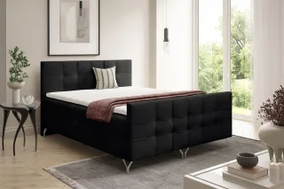 Boxspringbett Schlafzimmerbett PERLA 140x220cm Stoff Coral Schwarz