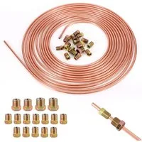 BlingBin Kupferrohr 10m Verkupfert Bremsleitung, Außendurchmesser 4.76mm, mit 16 Muttern, (1er Set, 1-tlg), Ø3/16 (4.75mm), Einbaufertig, Auto Kupfer Bremsleitung General Bremskit