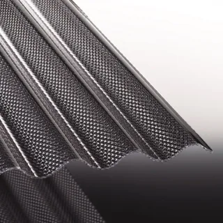 Polycarbonat Lichtplatte | Tejemacro | Wellplatte | 76/18 | 2,8 mm | Breite 1045 mm | wabenstruktur | lichtgrau