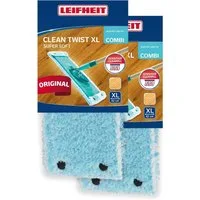 Leifheit Wischbezug CLEAN TWIST XL / Combi XL super soft 2er Wischbezug (Kunstfaser, 14.0x49.5 cm, 2-tlg., Waschbar bei 60°C, Wischbreite 42cm, für Parkett/Laminat/Kork)